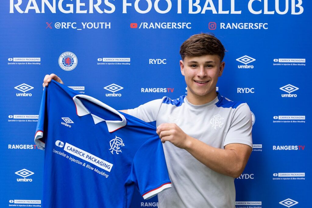 Kyle Glasgow holds up Rangers stop just after signing his first professional contract