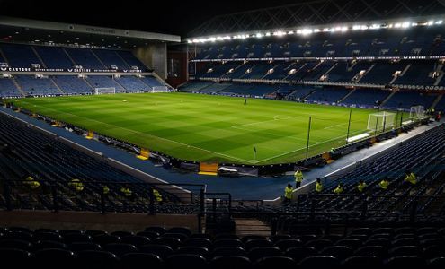 Ibrox Pitch and Empty Stadium before Match