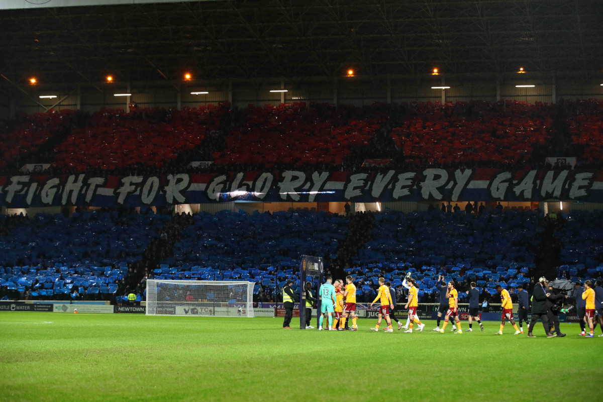 Motherwell v Rangers - Rangers fan TIFO at Fir Park